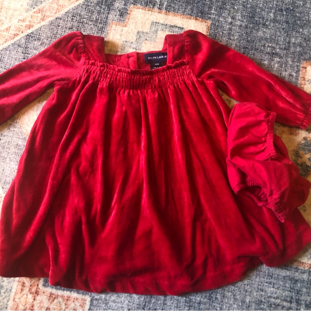 Ralph Lauren, red velvet dress with matching bloomers